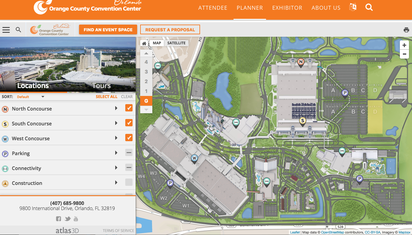 Convention Center Orlando Map Orange County Convention Center First to Offer Interactive Online 