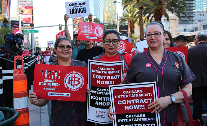Las Vegas Culinary and Bartenders Unions Strike Demonstration